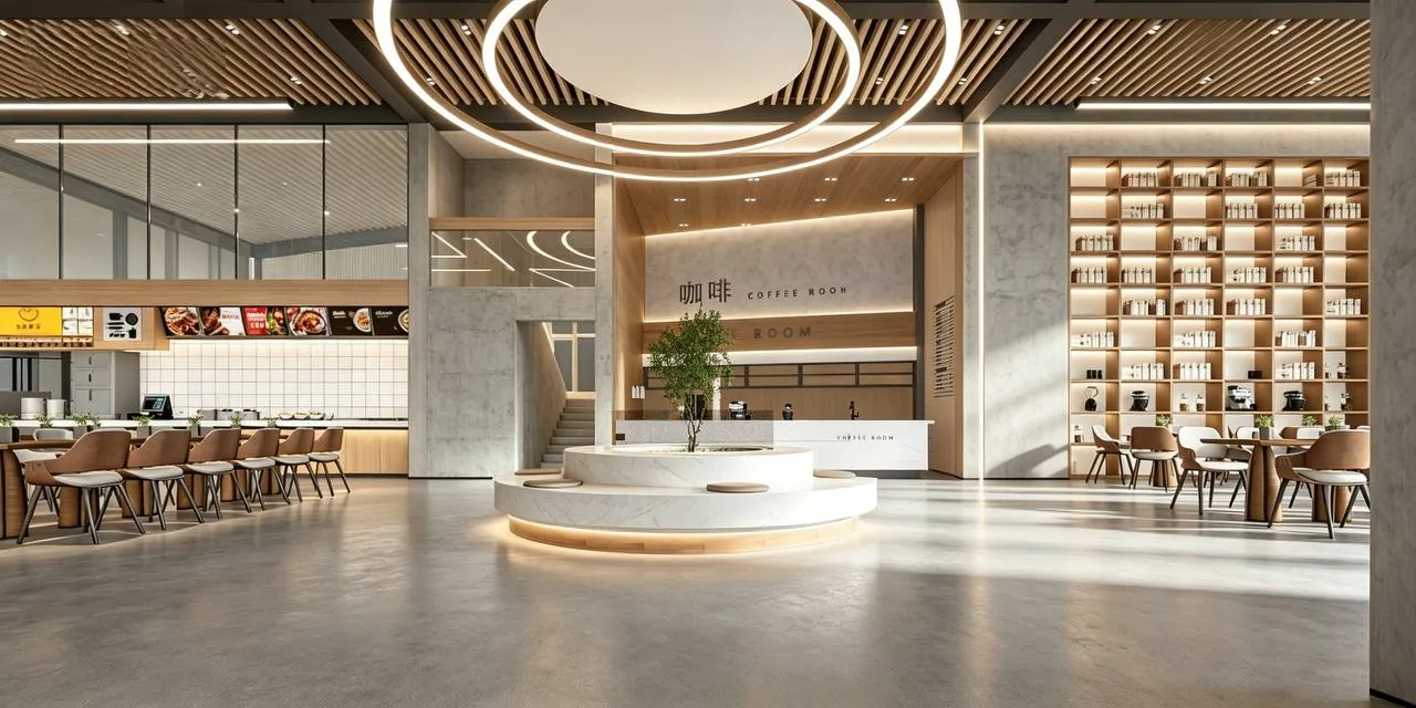 园区咖啡与餐饮休闲区效果图